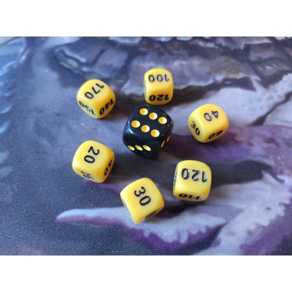 Pokemon W&uuml;rfel Set / 6x gelb &amp; 1x schwarz (7 St&uuml;ck)