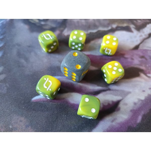 Pokemon W&uuml;rfel Set / 6x gr&uuml;n &amp; 1x schwarz (7 St&uuml;ck)