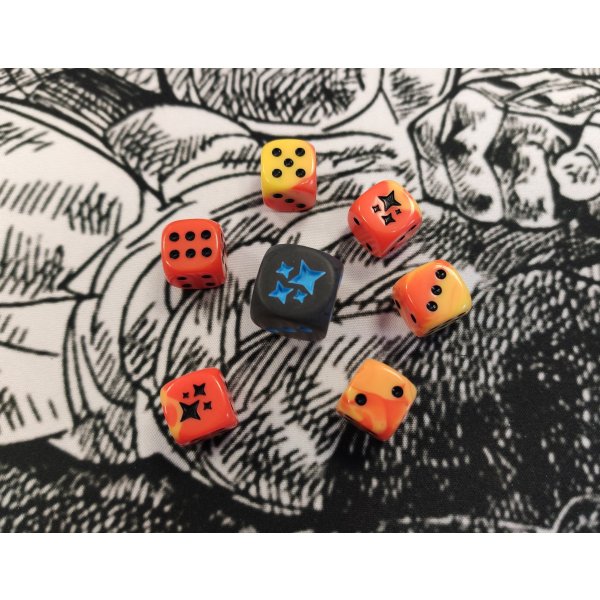 Pokemon W&uuml;rfel Set / 6x orange &amp; 1x schwarz (7 St&uuml;ck) Verborgenes Schicksal