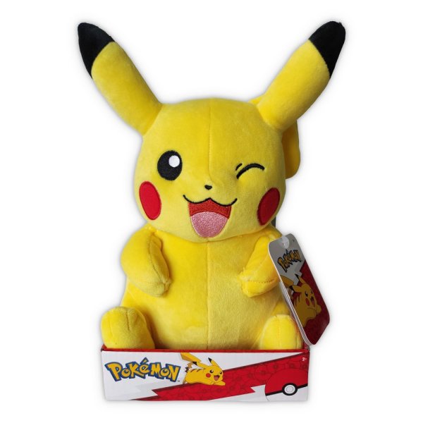 Pikachu (zwinkert) Pl&uuml;schfigur 30 cm - Pokemon Kuscheltier von Wicked Cool Toys