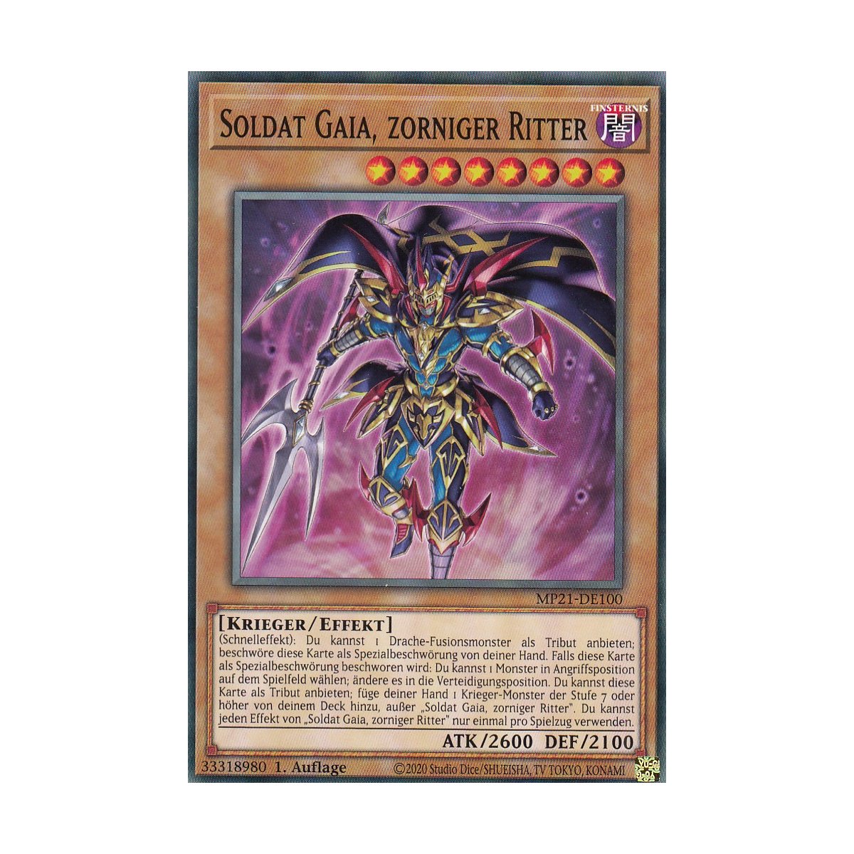 YuGiOh Karte: Flammedler Ritter Maugis – Common, Reprint, Deutsch, Aus Megatin 2021, Near Mint