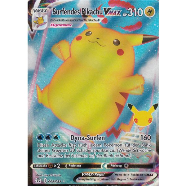 Pokémon DE NEU boosterfrisch Celebrations Surfendes Pikachu VMAX 009/025 