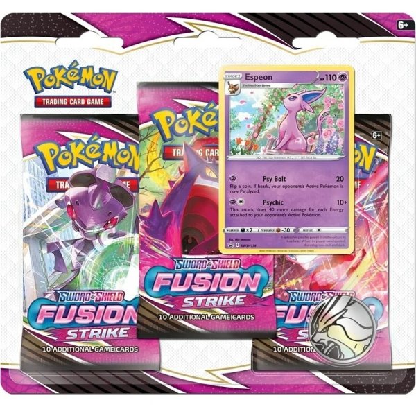 Sword &amp; Shield Fusion Strike 3-Pack Blister - Espeon englisch