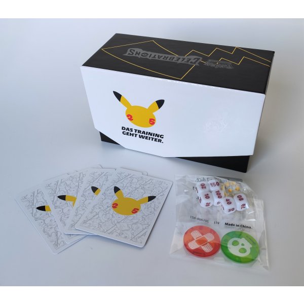 Pokemon Celebrations Trainer Box + W&uuml;rfel + Schadensmarken + Kartentrenner