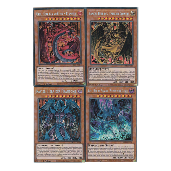 Mega Tins 2021 Heilige Ungeheuer-Set - Uria, Hamon, Raviel + Raviel, Herr der Phantome - Schimmernder Kratzer