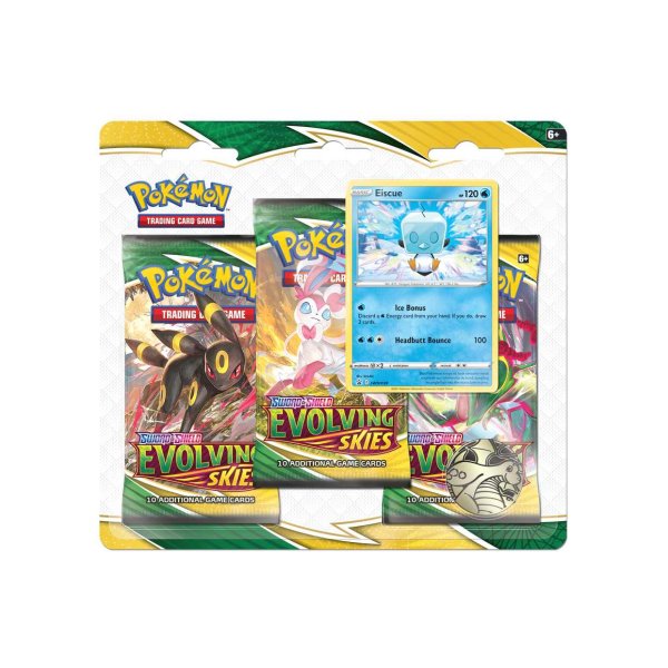 Sword  &amp; Shield Evolving Skies 3-Pack Blister - Eiscue (englisch)