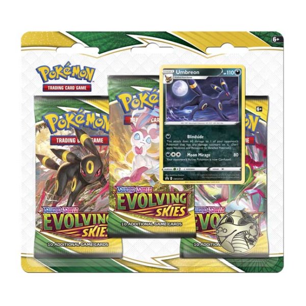 Sword  &amp; Shield Evolving Skies 3-Pack Blister - Umbreon (englisch)