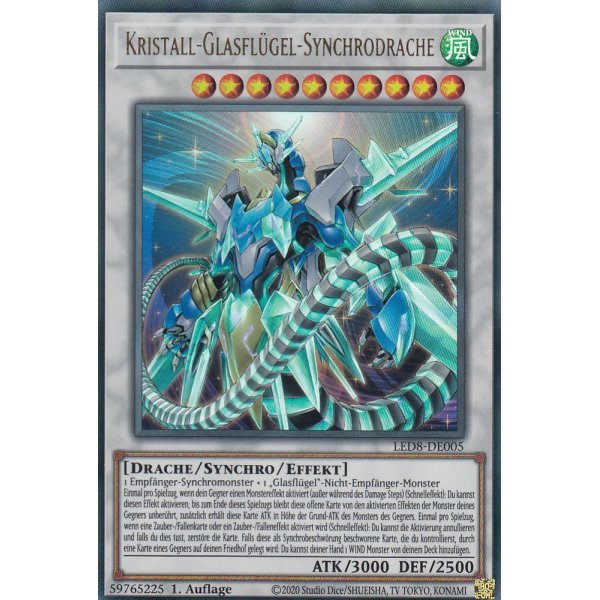 Kristall-Glasfl&uuml;gel-Synchrodrache ULTRA RARE LED8-DE005-UR