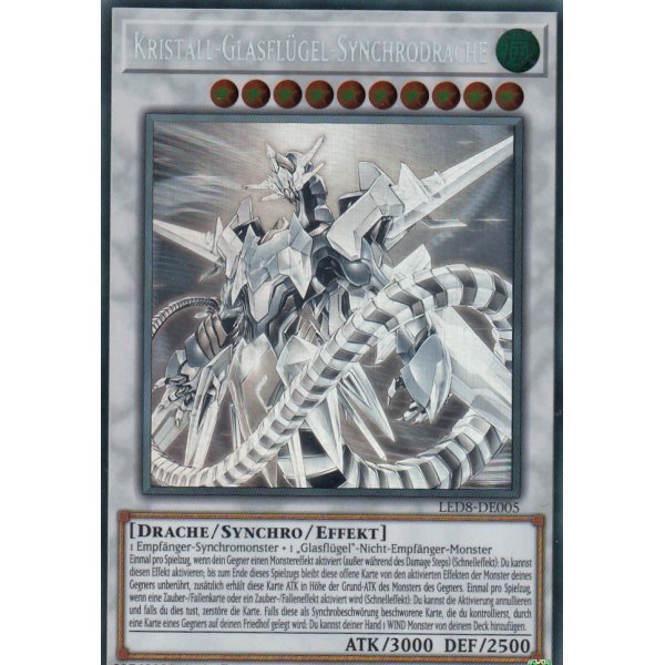 Kristall-Glasfl&uuml;gel-Synchrodrache GHOST RARE LED8-DE005-GR