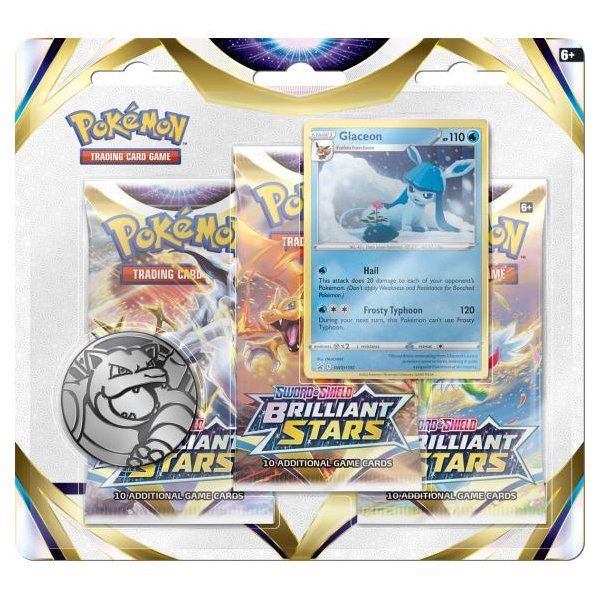 Sword &amp; Shield Brilliant Stars 3-Pack Blister - Glaceon englisch