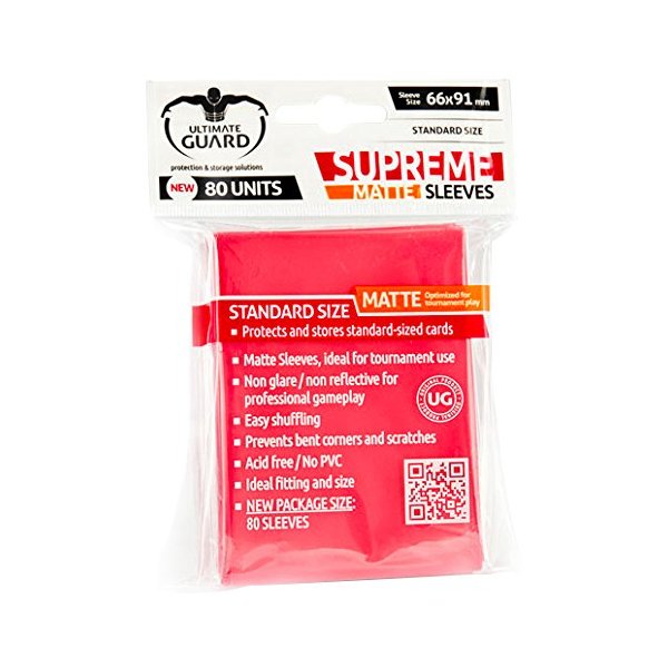 Ultimate Guard Supreme Sleeves Standard Matt Rot (80 Kartenh&uuml;llen)