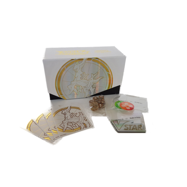 Pokemon Brilliant Stars Arceus Trainer Box + W&uuml;rfel + Schadensmarken + Kartentrenner