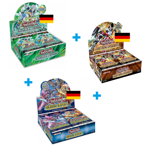 Spar-Bundle: Legendary Duelists: Synchro Storm + Lightning Overdrive + Genesis Impact - je 1 Display (deutsch)