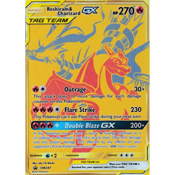 Reshiram &amp; Charizard GX Gold SM247