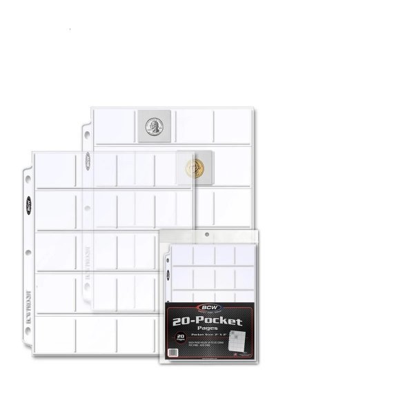 BCW 20-Pocket Coin Pages - 20x M&uuml;nz-Seiten f&uuml;r Sammelordner