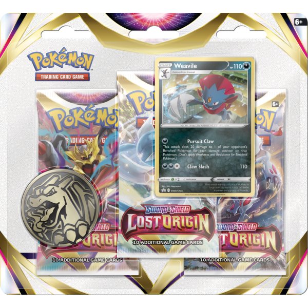 Sword &amp; Shield Lost Origin 3-Pack Blister - Weavile (englisch)