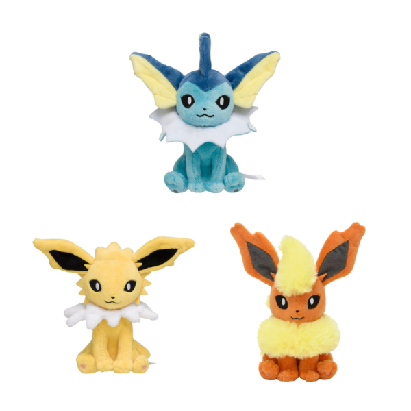Alle 3 Pokemon Fit Kuscheltiere - Aquana, Blitza &amp; Flamara