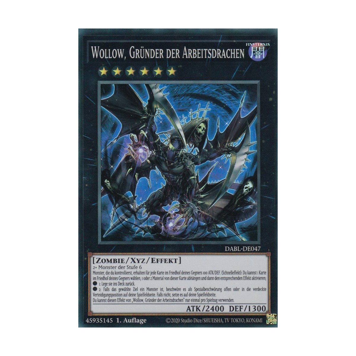 Yu-Gi-Oh! Karte: Wollow, Gründer Der Arbeitsdrachen - Super Rare, Deutsch, 1. Auflage Mit Toploader