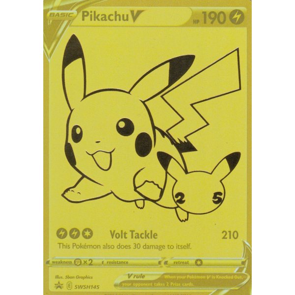 Pikachu V SWSH145 Gold Promo Celebrations englisch
