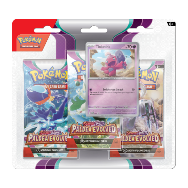 Scarlet &amp; Violet Paldea Evolved 3-Pack Blister - Tinkatink (englisch)