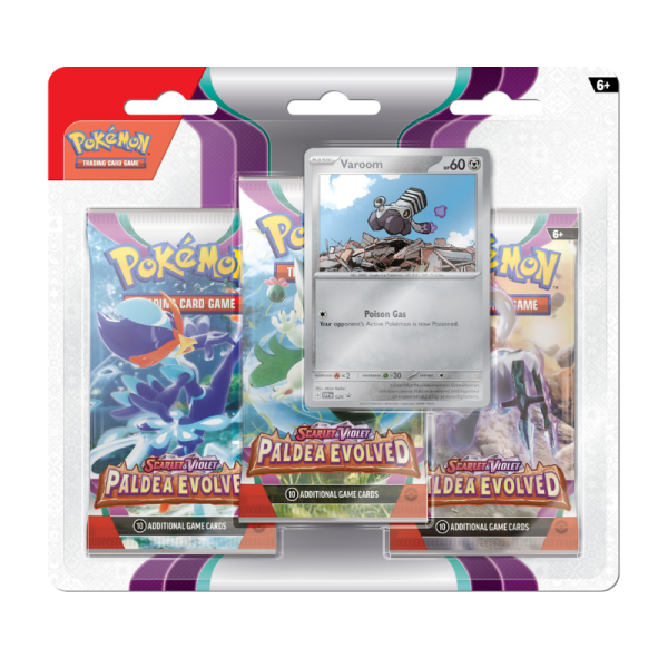 Scarlet &amp; Violet Paldea Evolved 3-Pack Blister - Varoom (englisch)