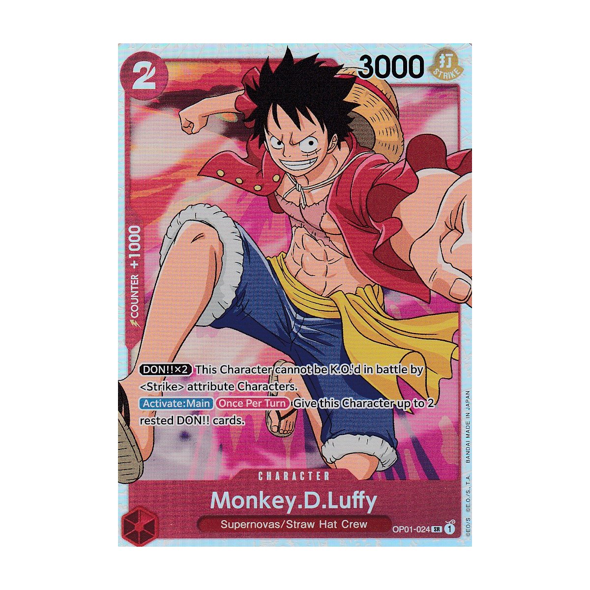 One Piece Monkey D. Luffy Monkey.D.Luffy OP01-024 SR  One Piece TCG  Romance Dawn  Super Rare Foil English NM