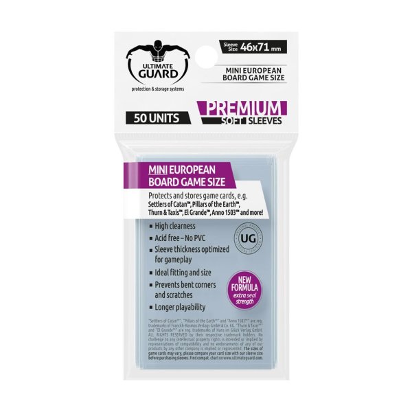 Ultimate Guard Premium Soft Sleeves f&uuml;r Brettspielkarten Mini European (50)