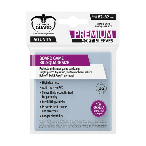 Ultimate Guard Premium Soft Sleeves f&uuml;r Brettspielkarten Quadratisch Gro&szlig; (50)