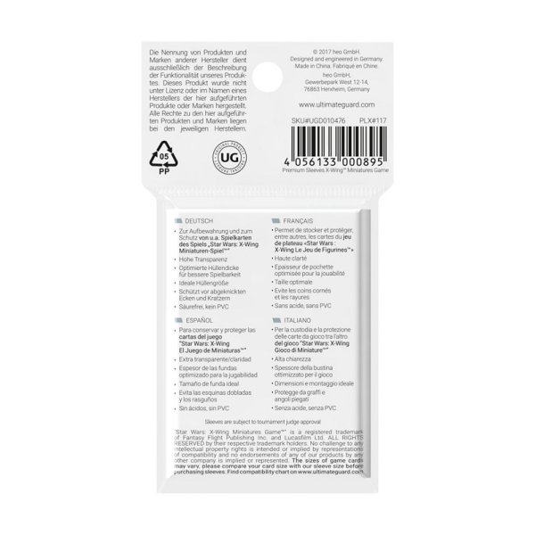 Ultimate Guard Premium Soft Sleeves f&uuml;r Brettspielkarten X-Wing Miniatures Game (50)