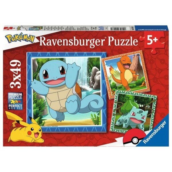 Pokemon - Glumanda, Bisasam und Schiggy - Puzzle 3x49 Teile