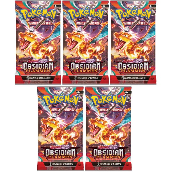 Karmesin &amp; Purpur Obsidian Flammen 5x Booster (deutsch)