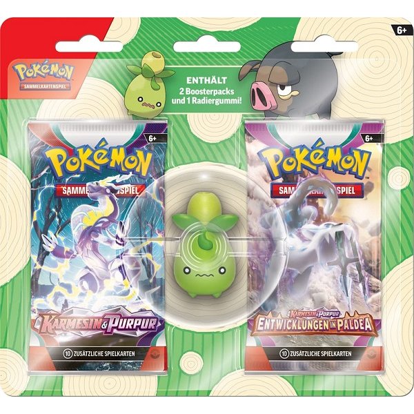 Pokemon Back to School Eraser Blister 2023 (Olini-Radierer + 2 Booster) (deutsch)