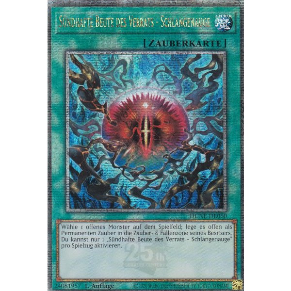 S&uuml;ndhafte Beute des Verrats - Schlangenauge (Quarter Century Secret Rare) DUNE-DE060-Quarter-Century-Secret-Rare