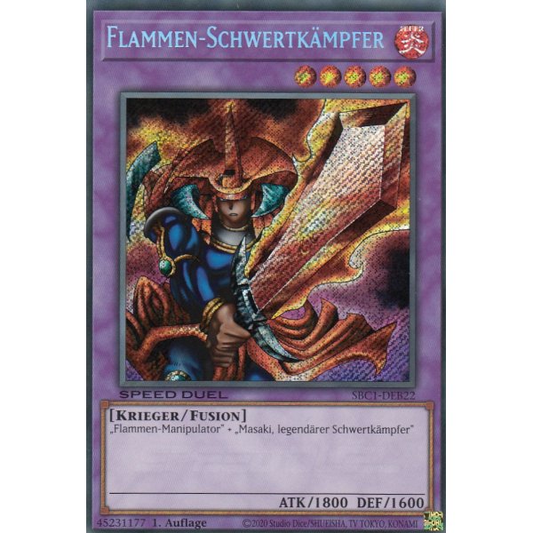 Flammen-Schwertk&auml;mpfer (Secret Rare) SBC1-DEB22-Secret-Rare
