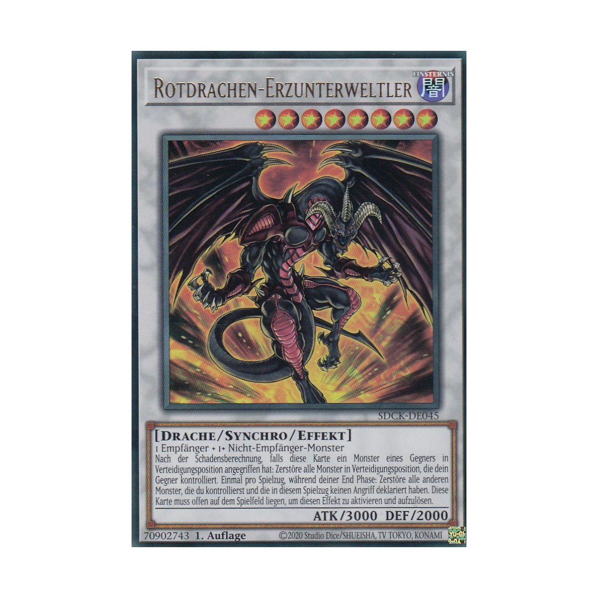 Jedermanns König SDCK-DE050 Ultra Rare - The Crimson King Karte Deutsch - Mit Cardboard Guard