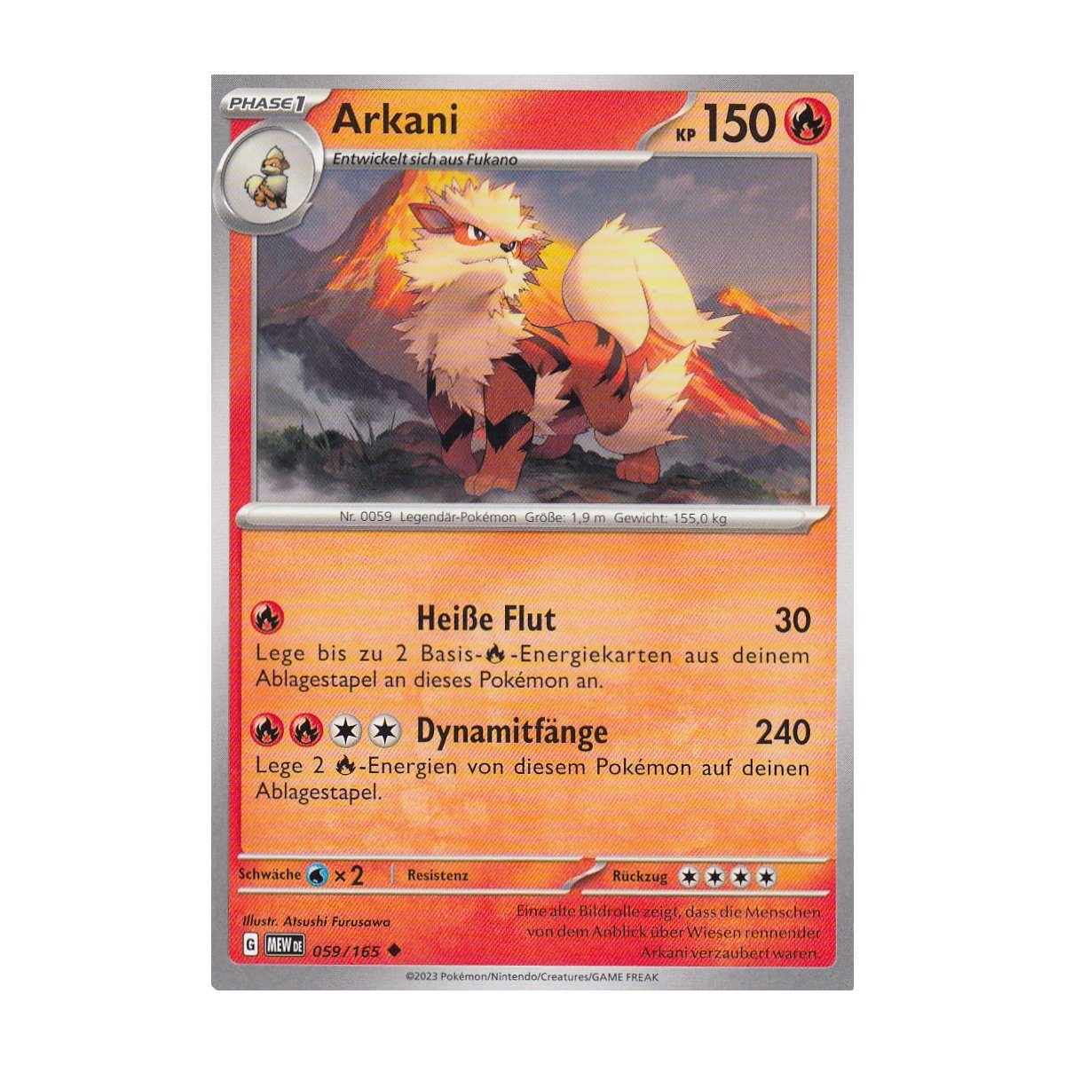 Arcanine 059/165 Reverse Holo Pokemon TCG: 151 Pokémon Card MINT