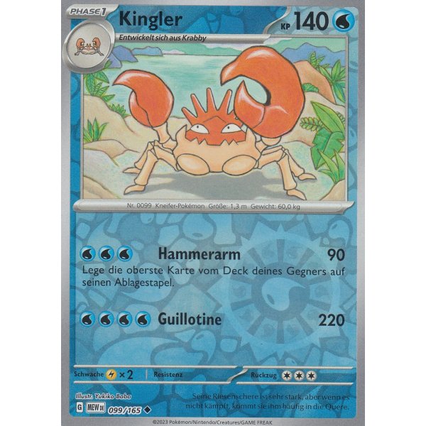 Kingler 099/165 REVERSE HOLO