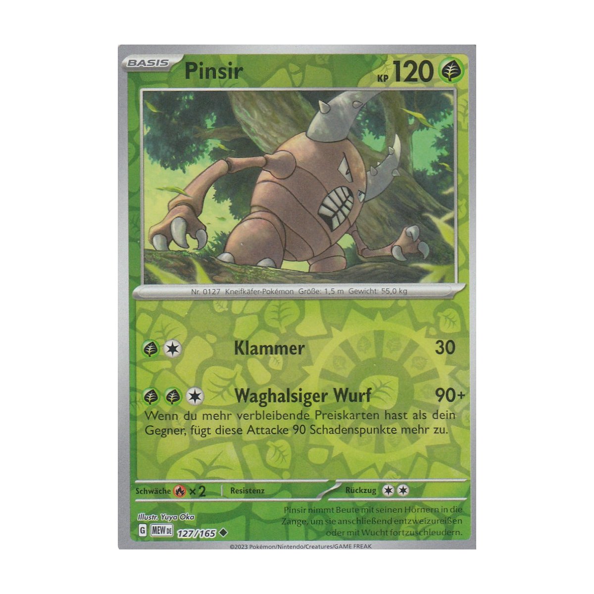 Pinsir 127/165 REVERSE HOLO MEW 151 Pokemon Karte günstig kaufen