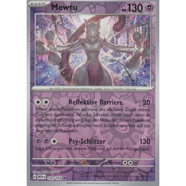 Mewtu 150/165 Holo REVERSE HOLO