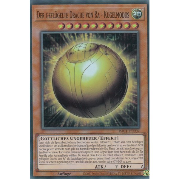 Der gefl&uuml;gelte Drache von Ra- Kugelmodus V.3 (Secret Rare) RA01-DE007 V.3