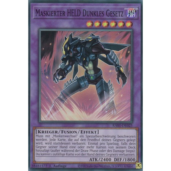 Maskierter HELD Dunkles Gesetz V.1 (Super Rare) RA01-DE025 V.1
