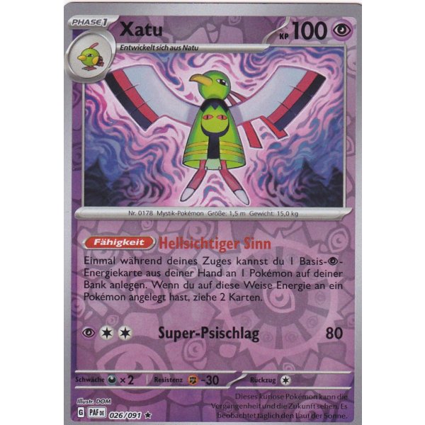 Carta Pokemon Xatu 026/091 Holo Rare - Set Destino Paldeo, Evolution 2 Carte