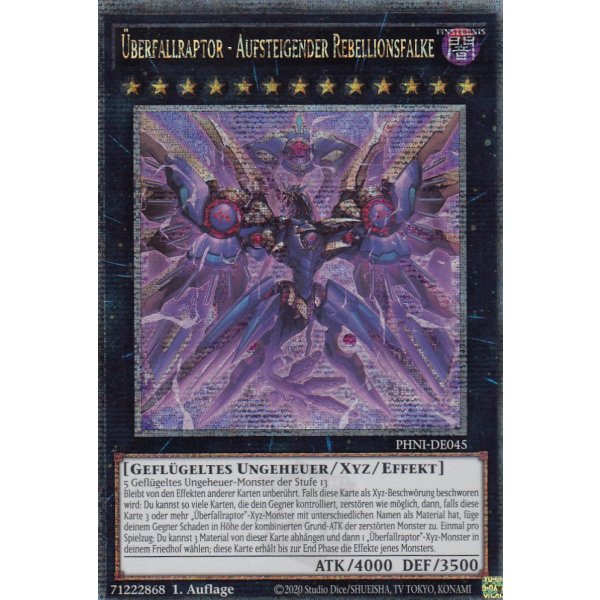 &Uuml;berfallraptor - Aufsteigender Rebellionsfalke (Quarter Century Secret Rare) PHNI-DE045-Quarter-Century-Secret-Rare