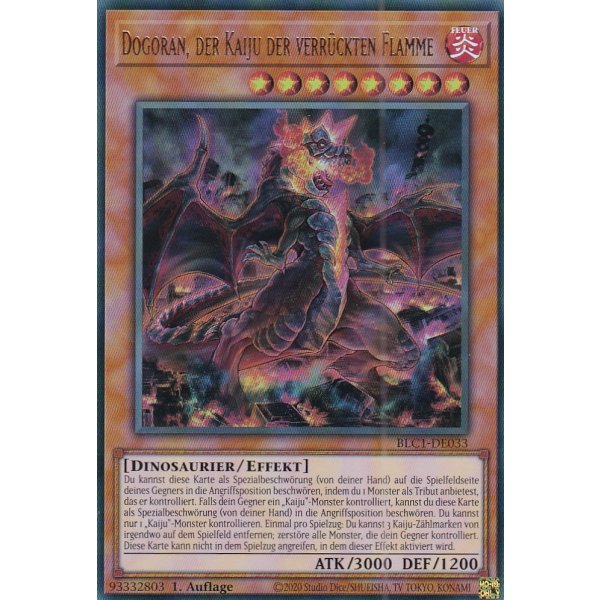 Dogoran, der Kaiju der verr&uuml;ckten Flamme BLC1-DE033 (V.1 Gold Ultra Rare)