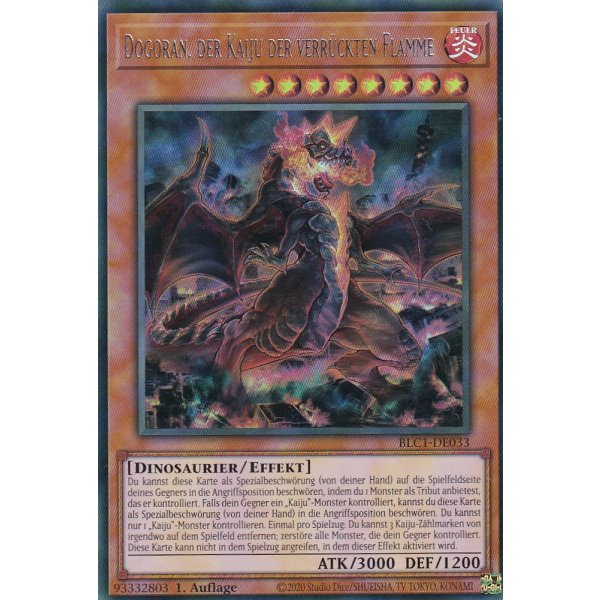 Dogoran, der Kaiju der verr&uuml;ckten Flamme BLC1-DE033 (V.2 Silver Ultra Rare)