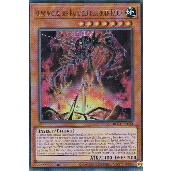 Kumongous, der Kaiju der klebrigen F&auml;den BLC1-DE034 (V.1 Gold Ultra Rare)