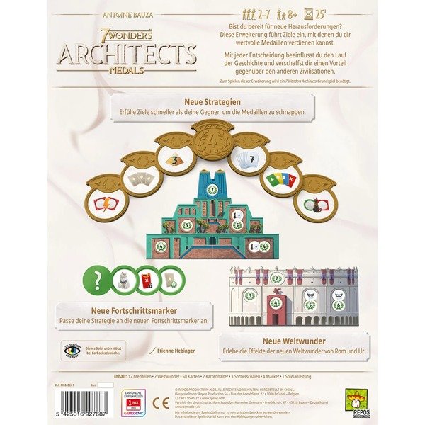 7 Wonders - Architects - Medals - Brettspiel-Erweiterung