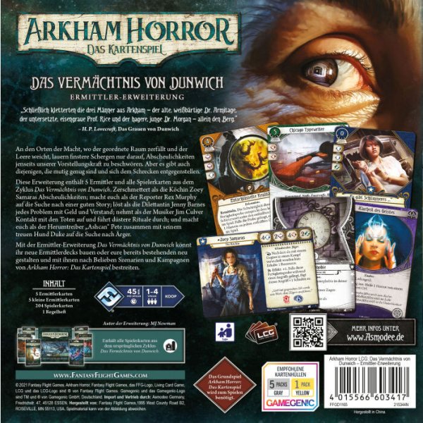 Arkham Horror Das Kartenspiel - Das Verm&auml;chtnis von Dunwich (Ermittler-Erweiterung)