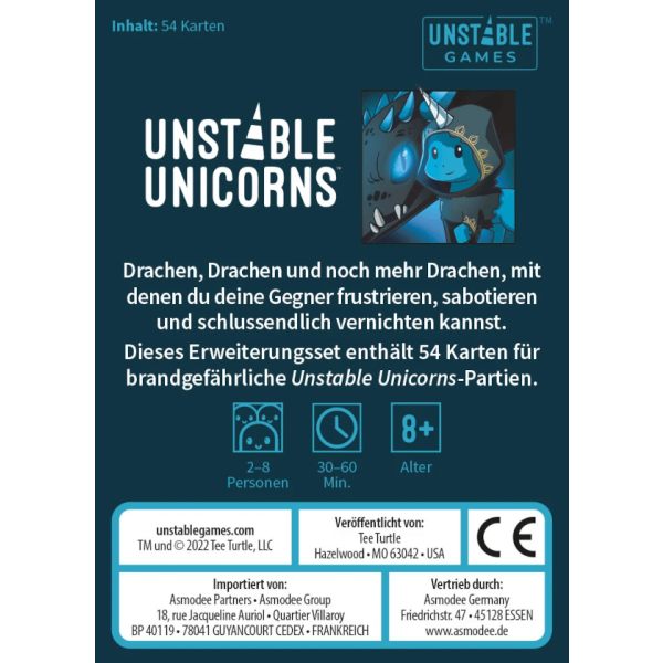 Unstable Unicorns - Drachen Erweiterungsset - Kartenspiel-Erweiterung