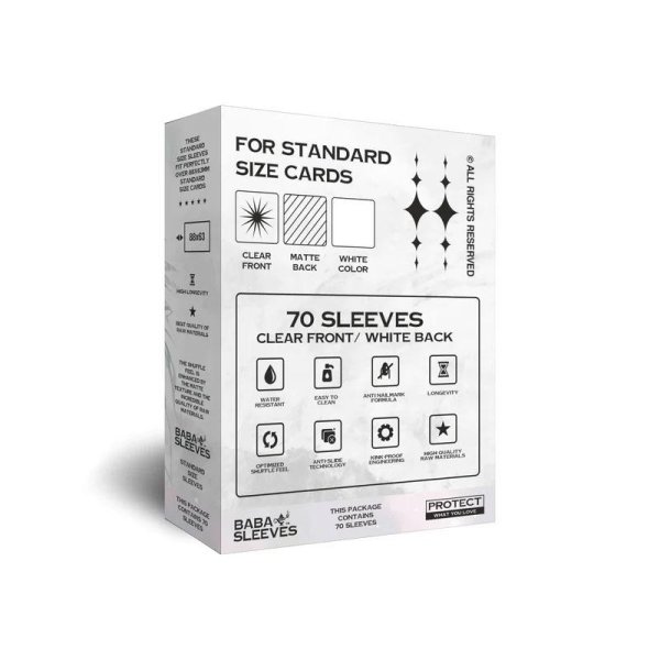 Baba Sleeves Standardgr&ouml;&szlig;e White / Wei&szlig; (70 Kartenh&uuml;llen)